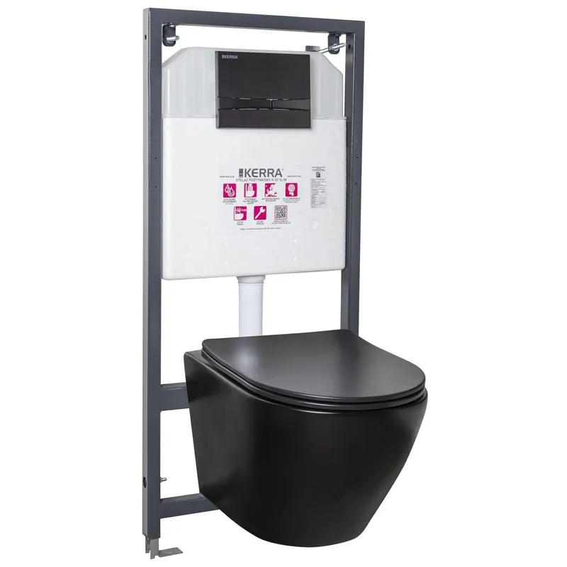 WC-sarja Kerra Delos BLM/Adriatic Black wc llä ja painikkeella Uusi Malli