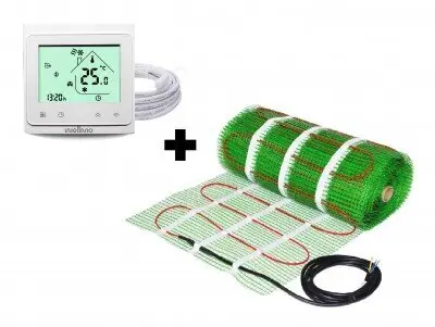Lattialämmitysverkko Wellmo MAT + ohjelmoitava termostaatti Wellmo WTH-51.36 UUSI Superhinta
