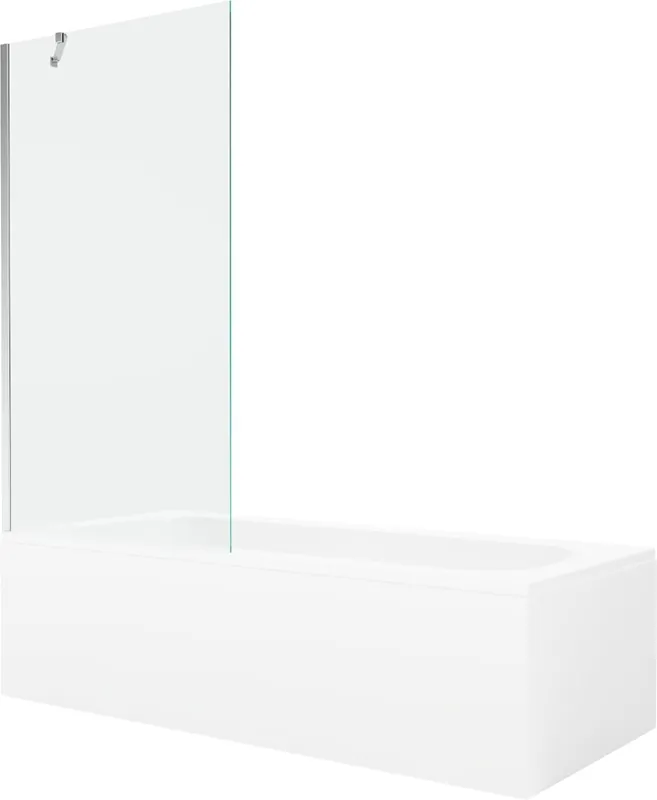 Kylpyamme Mexen Vega viimeistelyllä ja lasiseinällä, 160x70 cm + 90 cm, Valkoinen+Kromi/Läpinäkyvä Alennus