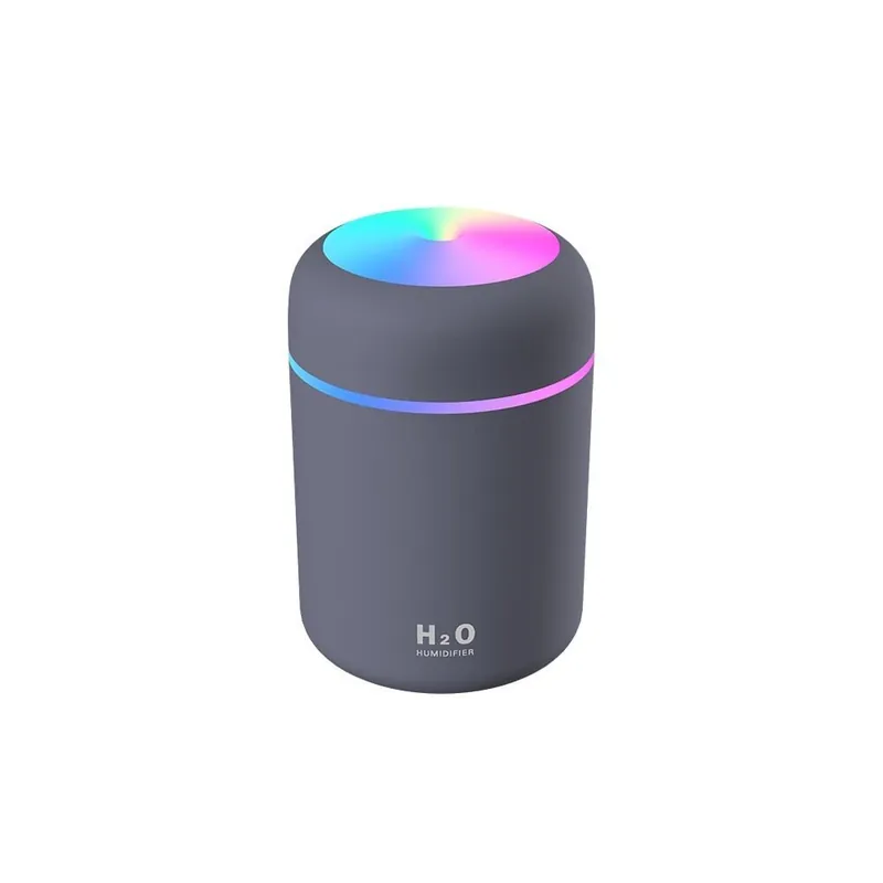 300 ml LED ilmankostutin USB aromaterapiapuhdistin auton ilmanpuhdistin värillisellä LED-valolla, harmaa Bestseller