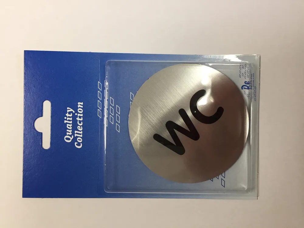 Superhinta “WC" DE-muovista valmistettu kyltti