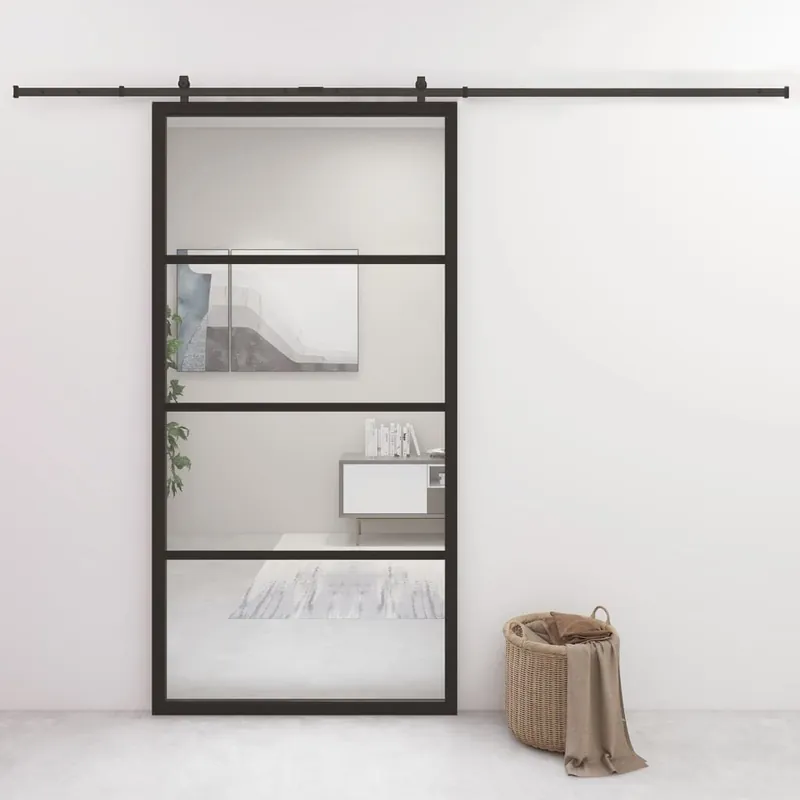 vidaXL Liukuovi alumiini ja ESG-lasi 102,5x205 cm musta, Juoda Edullinen Hinta