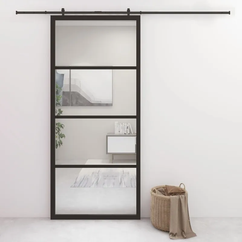vidaXL Liukuovi alumiini ja ESG-lasi 90x205 cm musta, Juoda Suoraan Valmistajalta