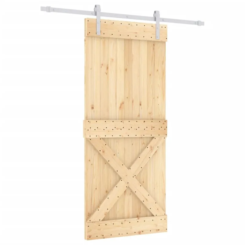 Alennettu Liukuovi asennustarvikkeineen 90x210 cm täysi mänty