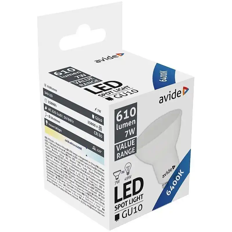 Turvallinen Maksu Avide LED-lamppu 7W GU10 6400K