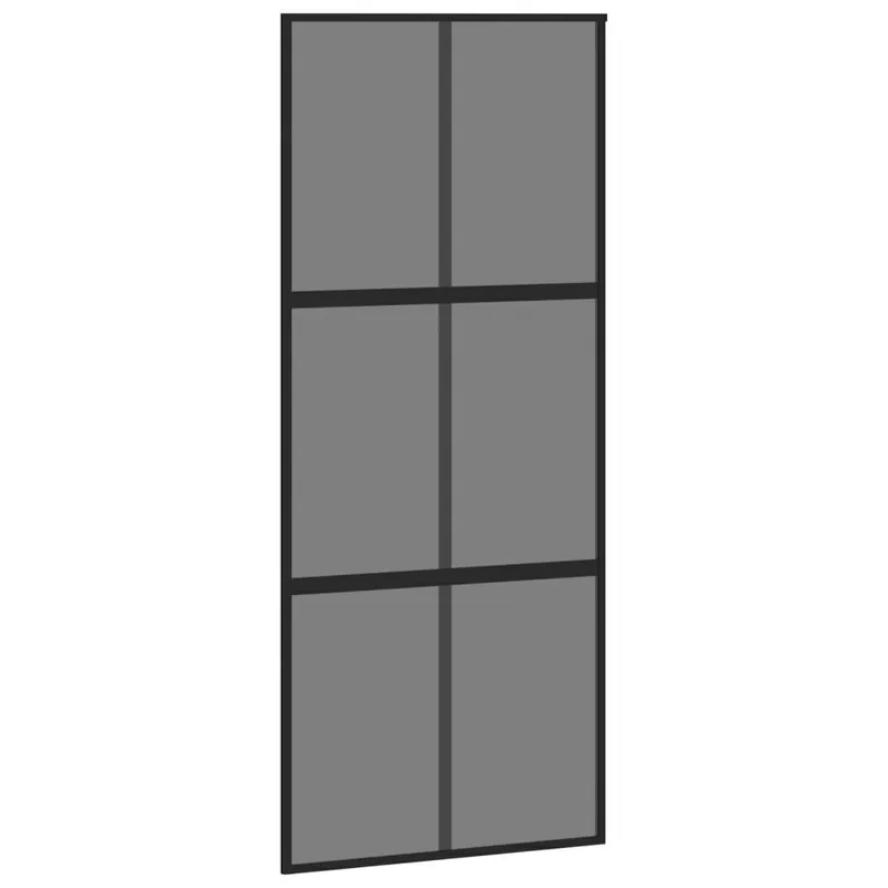 Liukuovi musta 90x205cm karkaistu lasi/alumiini 155214 Loppuunmyynti
