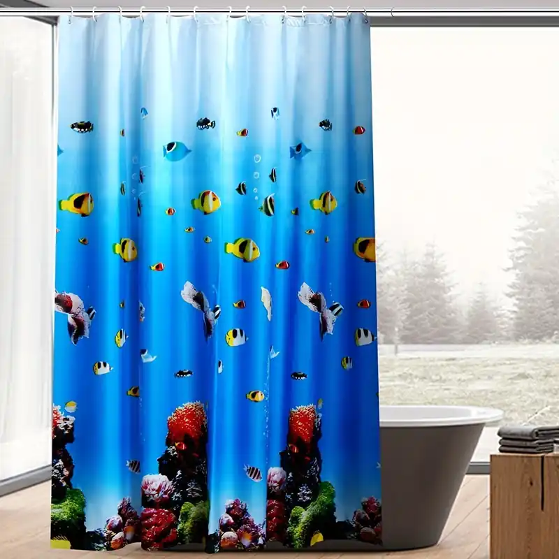 1 kpl Ocean Suihkuverho, Vedenkestävä Verho, Korkealaatuinen Ekologinen Kangas Kalaverho, Ruostumaton Rengas Koukun Kanssa., Turite Di 180*200 Edullinen