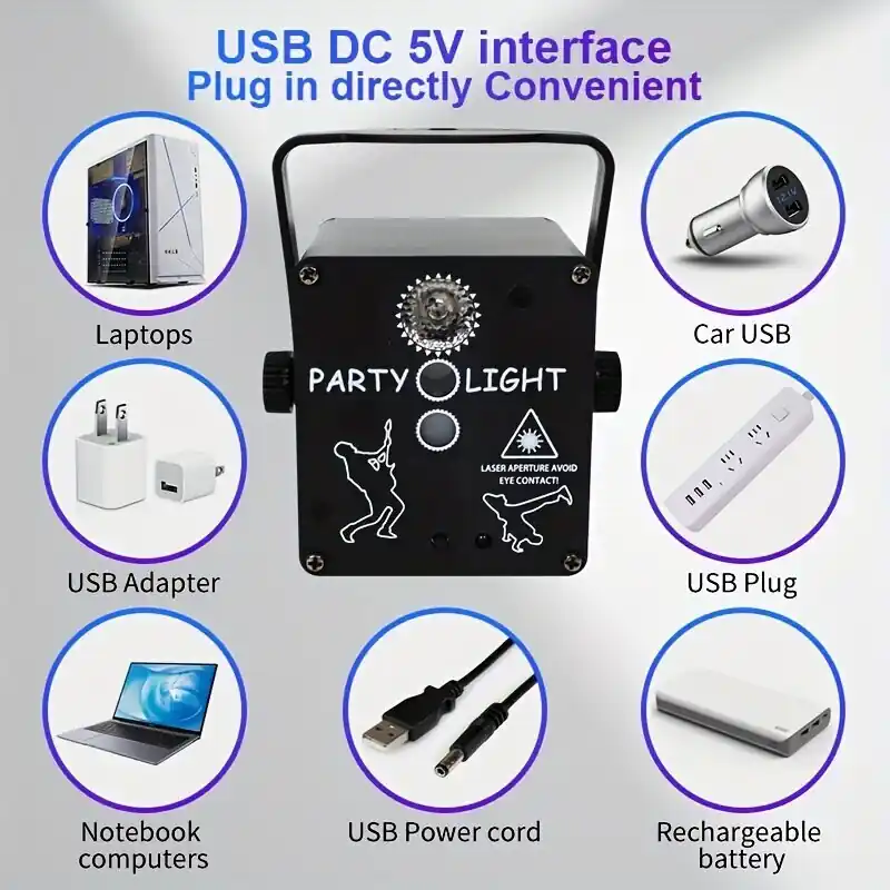 1kpl USB 3 In 1 LED Vaihevalot DJ Strobo Diskovalo RGB Projektori Juhliin Kaukosäätimellä. Nopea Toimitus