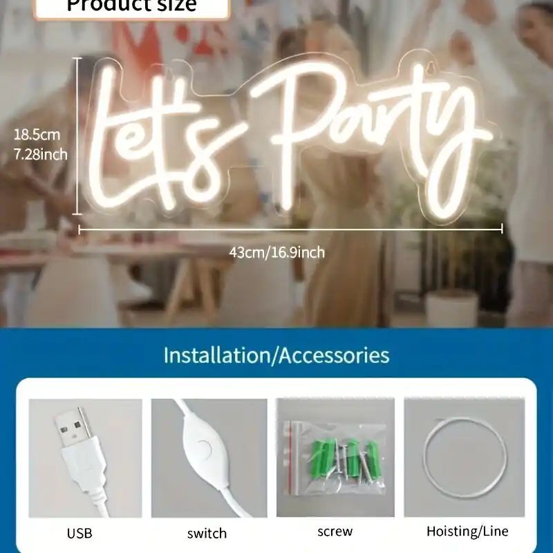 Viikonlopputarjous LED Neon-kyltti Kaupalliseen Käyttöön Lets Party, 1vnt Lets Party ženklas*5