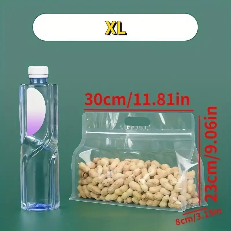 20kpl Uudelleenkäytettävät Vuotamattomat Läpinäkyvät Ruokapussit Pähkinöille, XL (23,01 cm * 30,0 cm) Alennettu Hinta