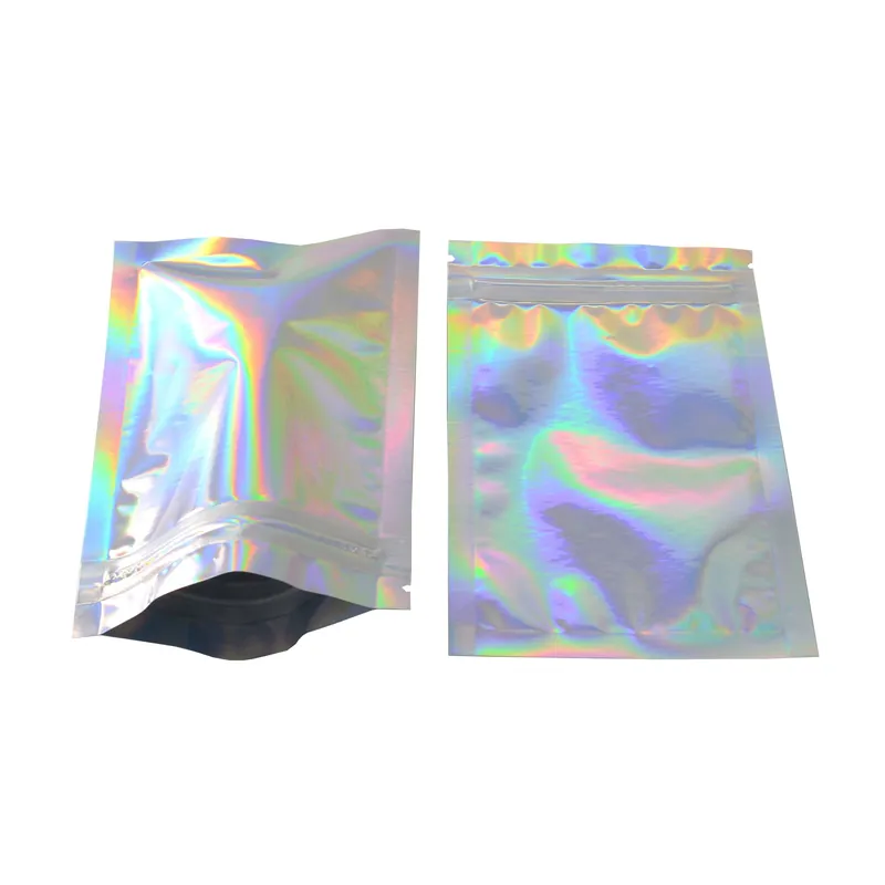 100 kpl Hologrammi Vetoketjupussi Pieni Mylar Pussi, 4x6 Lähetetään Heti