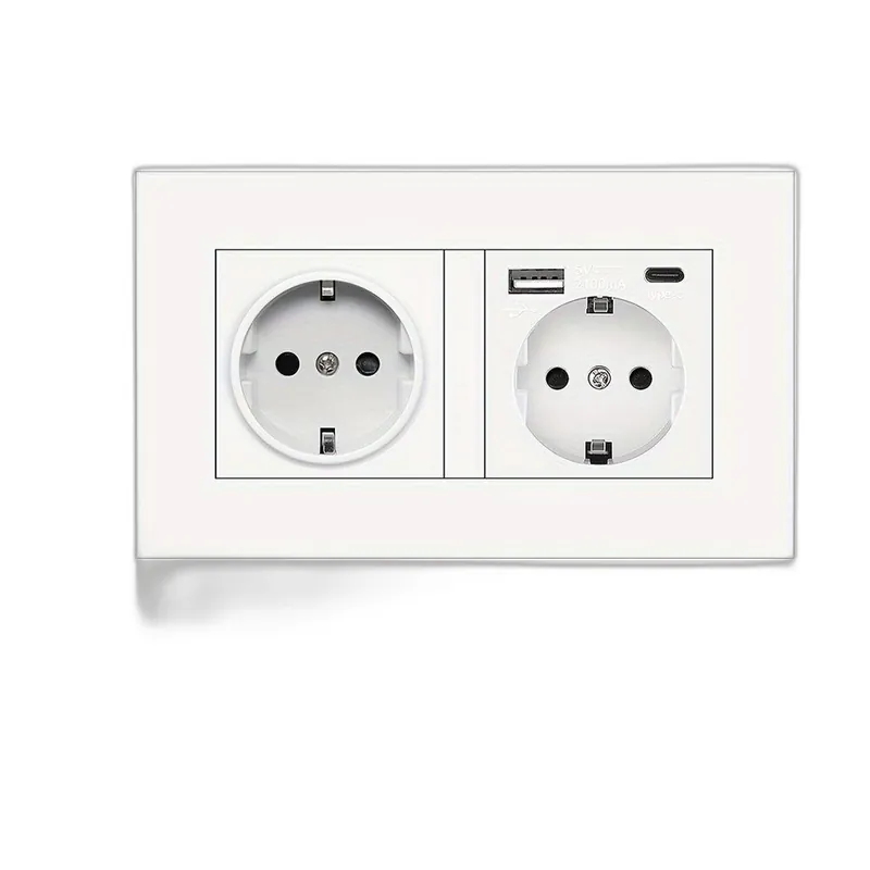 1kpl 16A Seinäsähköpistorasia USB-C Latausportilla, 146mm X 86mm Bestseller