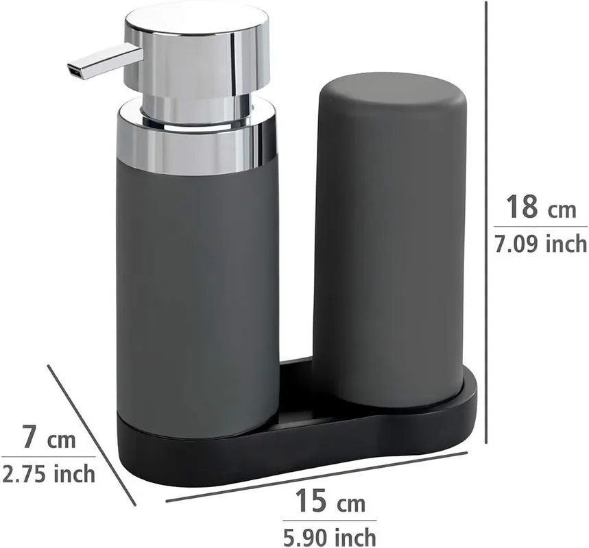 Kylpyhuonetarvikkeet, astianpesunesteen annostelija ja saippua-annostelija, 250 ml, 15 x 18 x 7 cm, Viimeinen Mahdollisuus