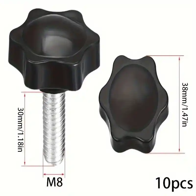 10kpl Torx Käsiruuvi, Halkaisija 38mm Torx Kädensija Tähtiruuvikahva Hex Muovikäsiruuvi, M8 * 10 vnt Asiakkaiden Suosikki