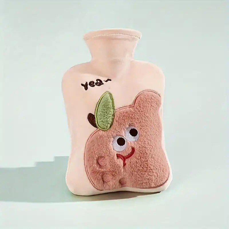 1 kpl Veden Täyttämä Kuumavesipullo, Irrotettava Pestävä Pehmeä Päällinen, 021 Apple-Pink-Seiko Siuvinėjimas Päivän Tarjous