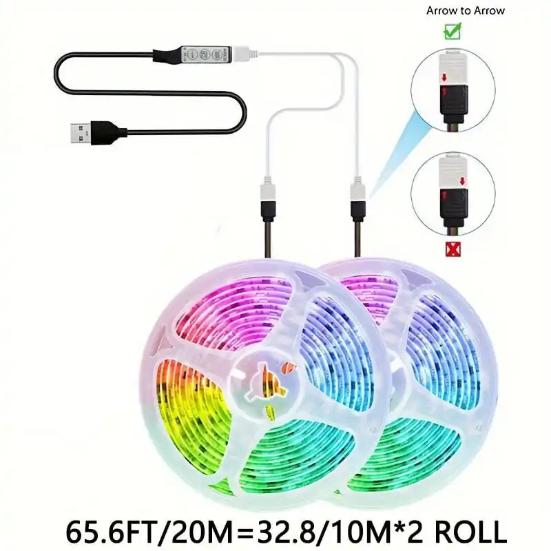 30m 5V LED-nauhavalosarja 5050 18LED/m RGB Värikäs Usb 3-Painike Ohjaus TV-tausta Neon Nauhat, 15M / 49,2FT Pikatoimitus