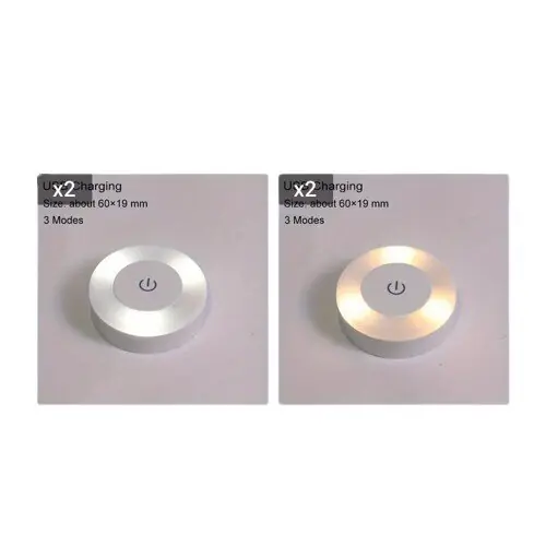 1 kpl LED kosketusanturin yövalo, 3 tilaa USB ladattava magneettijalusta seinävalaisin, pyöreä kannettava himmennettävä yölamppu huoneen sisustukseen., Balta*2 + Geltona*2 Lähetetään Heti