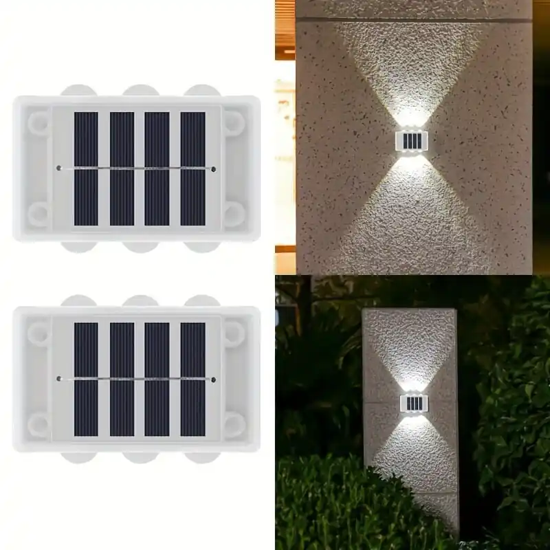 2kpl Aurinkokennolla LED Seinälamppu Ylös Alas Valosäätö Puutarhaan, Šalta šviesa Superhinta