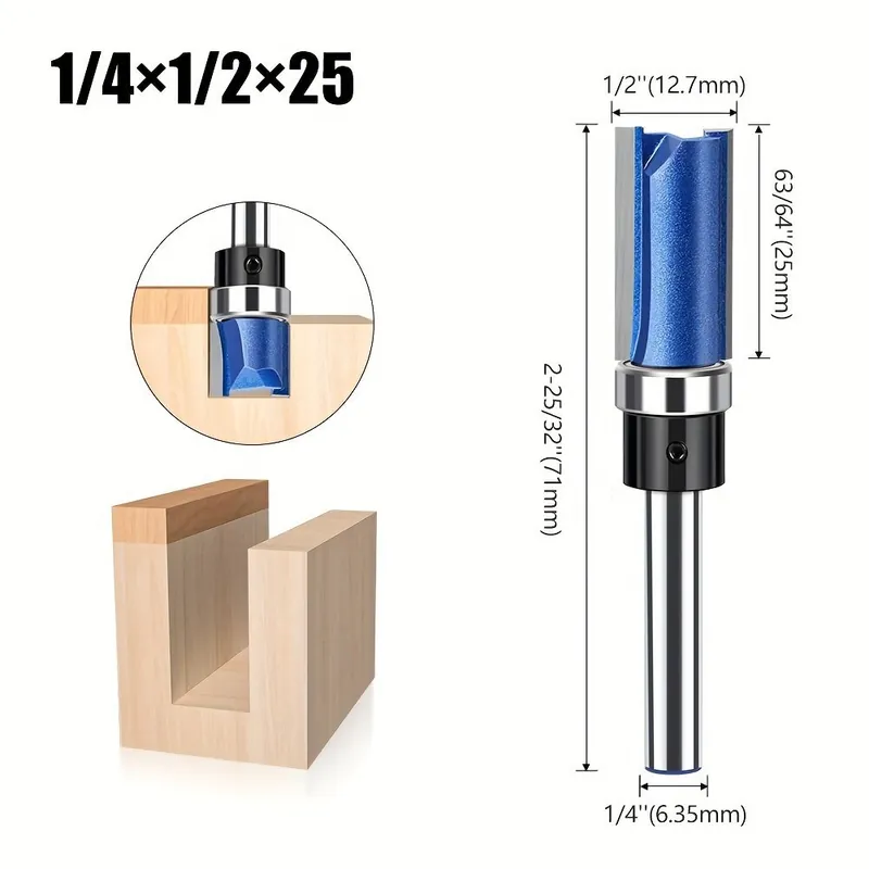 1kpl/4kpl, ammattimainen, Kuvio Huullos Jyrsinterä, 1/4 6mm Varsikarbidimalli Ylälaakeri Huullosjyrsinterät, 1vnt 1/4 x 1/2 x 25 mm Nopea Toimitus
