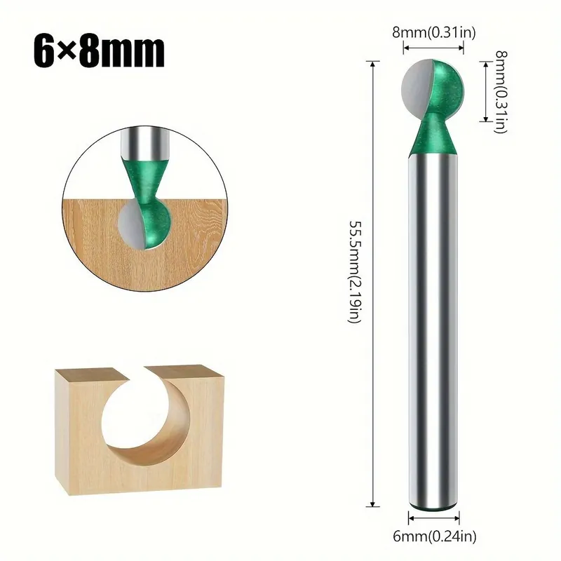 1kpl-7kpl 3mm 6mm Varsivarsi Pallo Muotoilu Leikkuri, Puuntyöstö Pyöreä Pallopään Kiillotuspora., 6*8mm Tehdashinta