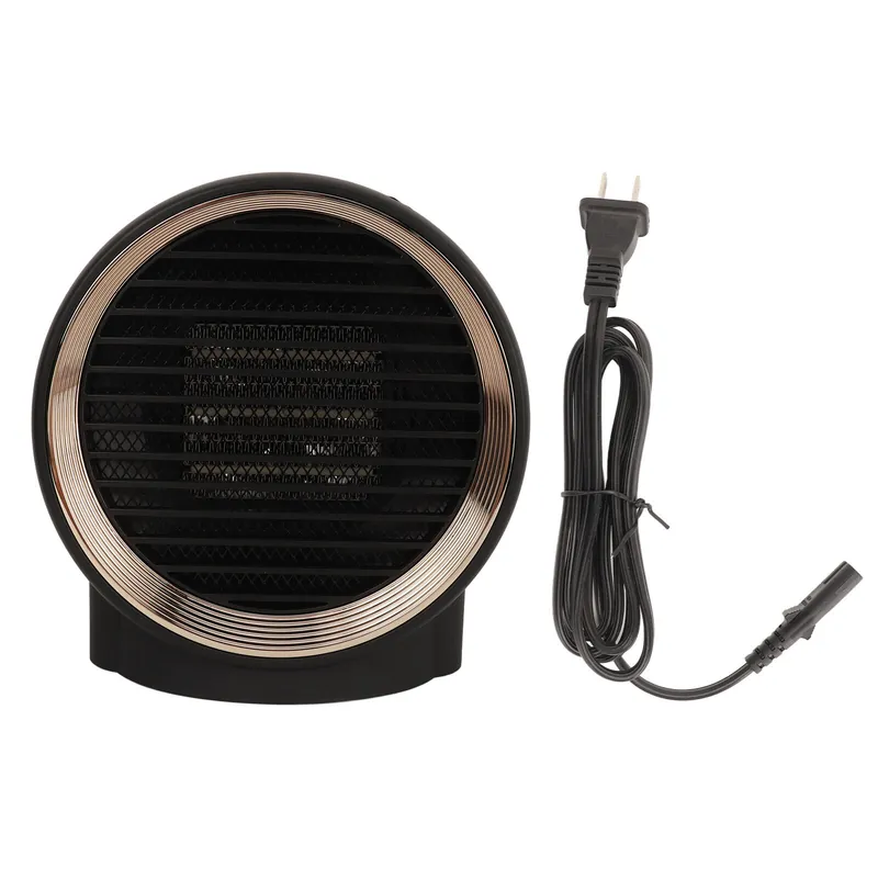 1000 W Mini Pyöreä sähköinen tilanlämmitin kotiin, toimistoon ja makuuhuoneeseen, hiljainen toiminta, kompakti muotoilu, 95V-240V laaja jännitealue, US-pistoke, musta väri Uutuus