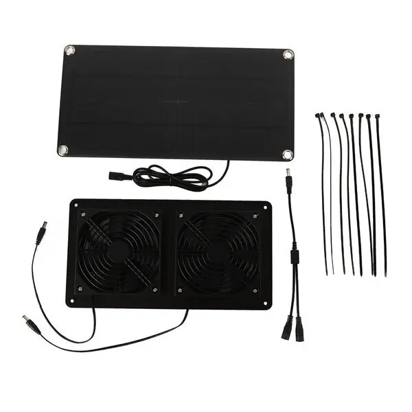 12V 20W aurinkoenergialla oleva tuulettimen sarjan monokisteinen pii 3W kaksoisjäähdytyspuhallin autokasvihuoneeseen Tarjoushinta