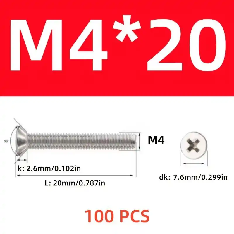 304 ruostumaton teräs ristipääruuvit, M4*20 Alennus