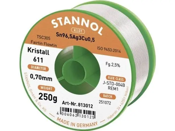Lydmetalis Sn96.5/Ag3/Cu0.5 0.70mm 250g on Stannol fliusu Viimeinen Mahdollisuus