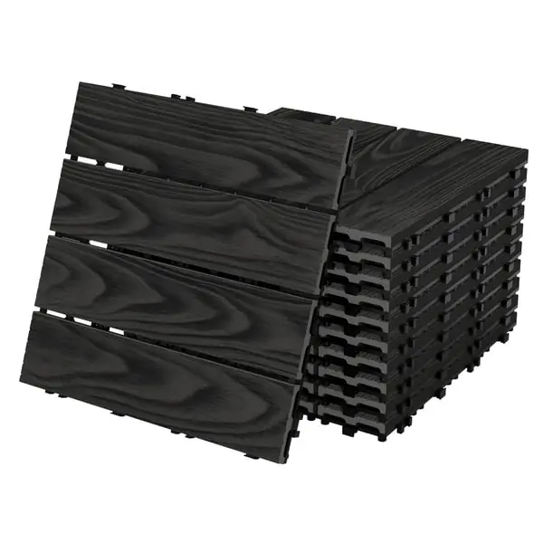 Halpa ECD Germany WPC terassilaatat 30x30 cm/33 kpl=3m² antrasiitti, puun näköinen, lattianpäällyste klikkausjärjestelmällä ja salaojituksella, terassin