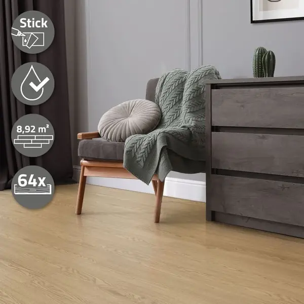 9,2 m² PVC-liimavinyylilattia Vinyylilattia Laminaattilattia Luonnollinen tammi Suoraan Valmistajalta