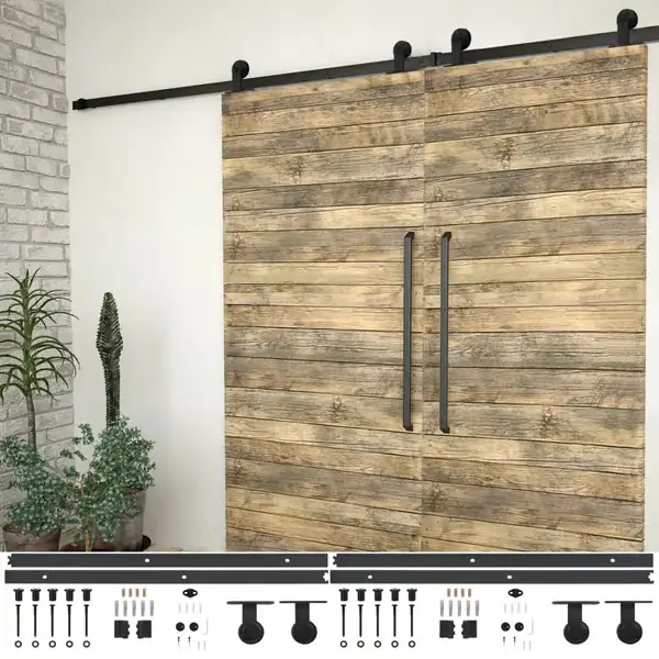vidaXL Liukuoven kiinnitysjärjestelmä, 2 kpl, 200 cm, Teräs, Musta Viimeinen Mahdollisuus