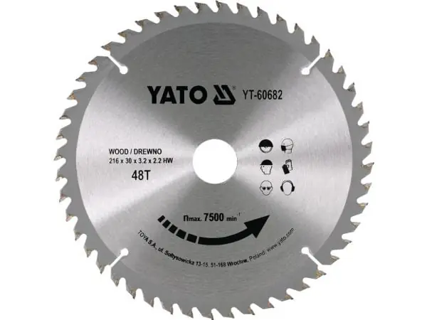 YATO VISITING TARGET -saha 216 x 30mm 48-TEET 60682 Alkuperäinen