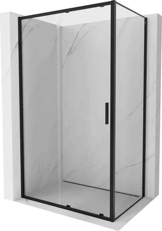 Korkea Laatu Mexen Exo liukuovi suihkukoppi 140 x 110 cm, läpinäkyvä, musta - 8151-140-110-70-00