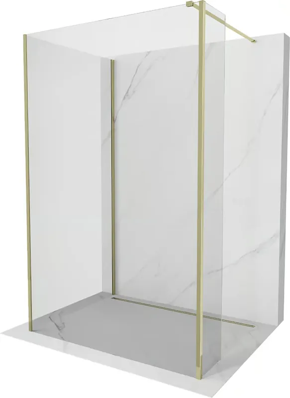 Mexen Kioto Suihkuseinä Walk-in 125 x 100 x 30 cm, läpinäkyvä, kultainen - 800-125-100-221-50-00-030 Superhinta