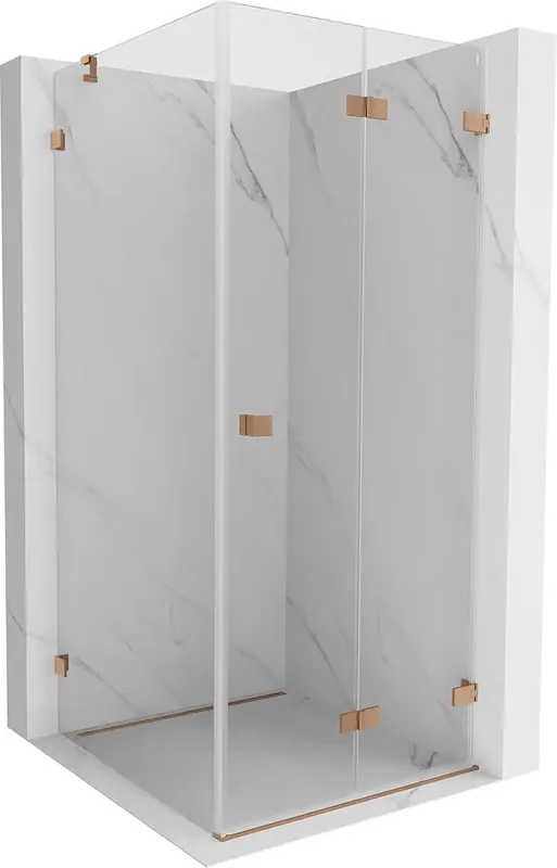 Mexen Lunar-F taittuva suihkukoppi oikea 80 x 80 cm, läpinäkyvä, harjattu kupari - 836-080-080-65-00-P Halpa