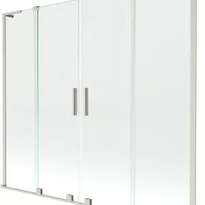 Mexen Velar L Duo suihkuseinä, 2-osainen liukuva, 180 x 150 cm, läpinäkyvä, harjattu nikkeli - 896-180-003-02-97 Bestseller