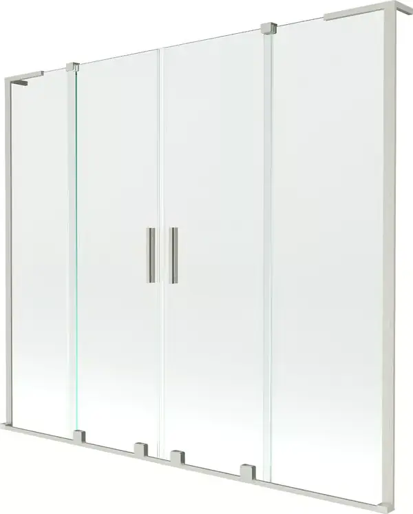 Mexen Velar L Duo suihkuseinä, 2-osainen liukuva, 180 x 150 cm, läpinäkyvä, harjattu nikkeli - 896-180-003-02-97 Bestseller