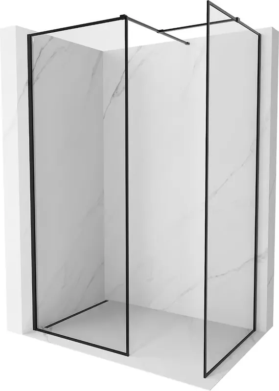 Mexen Kioto-F Suihkuseinä Walk-in kehikolla 170 x 85 cm, läpinäkyvä 8 mm, musta - 800-170-202-04-70-085 Suosittu