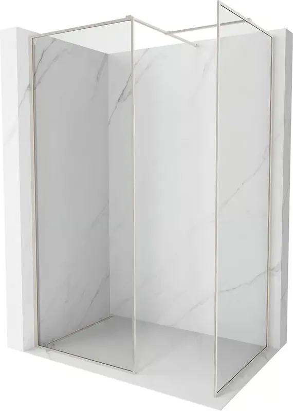 Heti Saatavilla Mexen Kioto-F suihkuseinä Walk-in kehikolla 140 x 85 cm, läpinäkyvä 8 mm, harjattu nikkeli - 800-140-202-04-97-085