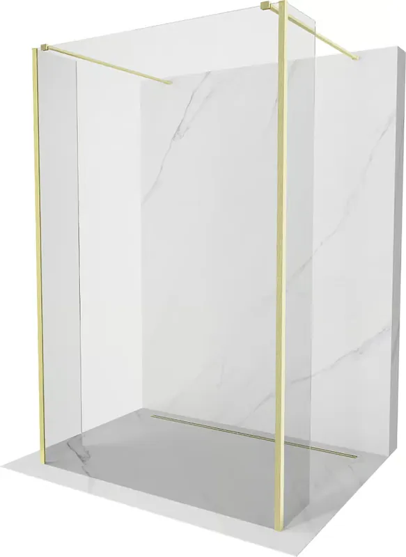 Edullinen Mexen Kioto vapaasti seisova suihkuseinä 170 x 30 x 30 cm, läpinäkyvä, harjattu kulta - 800-170-030-222-55-00-030