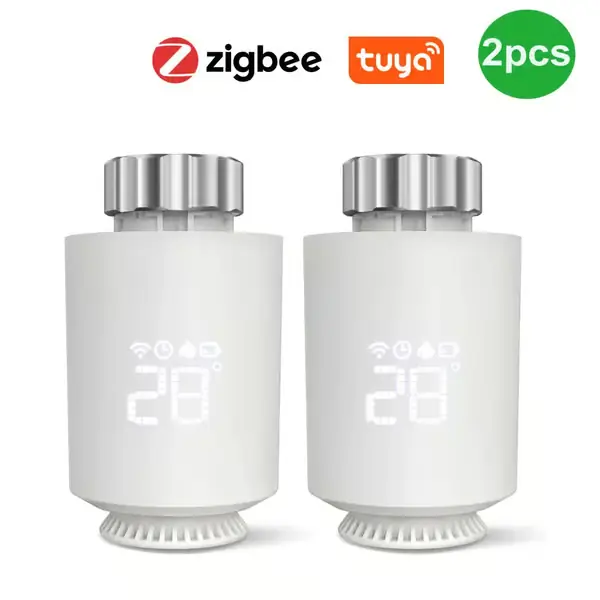 ZigBee älykäs patteritermostaatti - TRV06 venttiili - Tuya-sovellus - yhteensopiva Alexa & Google Home - 3,7V - 2 kpl Tarjoushinta
