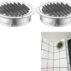 2 kpl - Hopeinen pyöreä ruostumattomasta teräksestä valmistettu tuuletusritilä ja kupu verkkosuojuksella 120 mm kanaville Päivän Tarjous