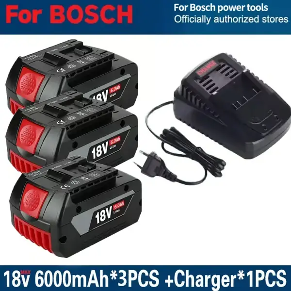 18V akkupaketti - Li-ion vara-akku ja laturi - 3×6,0Ah 6000mAh - Langattomiin sähkötyökaluihin - BAT609/610/618/620/622 Viikonlopputarjous