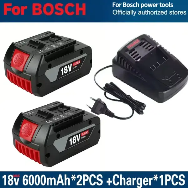 18V akkusarja - Akut ja laturi - 2x 6,0Ah litiumioni - Yhteensopiva GSR180 GBH180 GSB180 Tukkuhinta