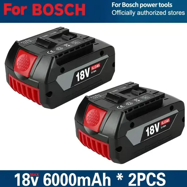 18V Akkupaketti 2 kpl - Li-ion vara-akku - 6,0Ah 6000mAh - Johdottomiin sähkötyökaluihin - Yhteensopiva GBA GSR GSB BAT609G BAT622 Halpa
