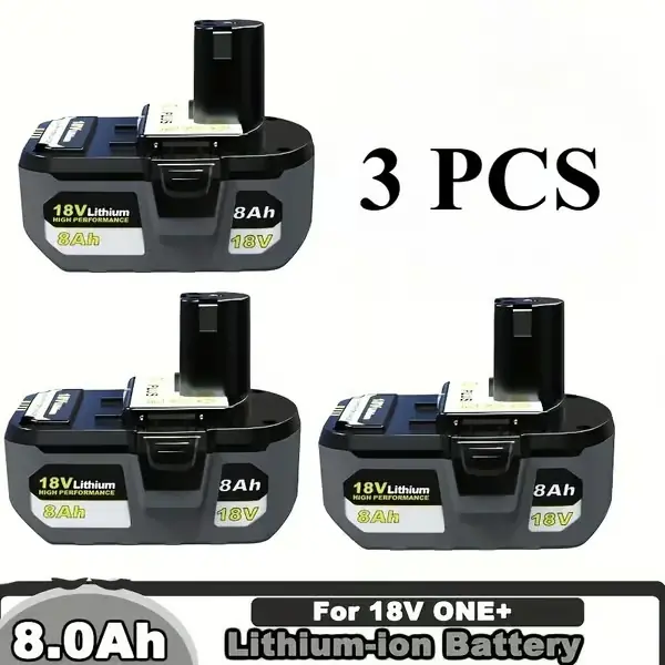 18V Akku - Vara-akku Sähkötyökaluille - Li-ion - Kapasiteetti 8,0Ah 8000mAh - Uudelleenladattava - Pakkaus 3 Kpl Superhinta