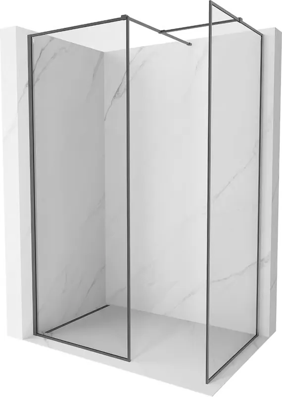 Viikonlopputarjous Mexen Kioto-F suihkuseinä Walk-in -kehikolla, 140 x 115 cm, läpinäkyvä 8 mm, harjattu aseharmaa - 800-140-202-04-66-115