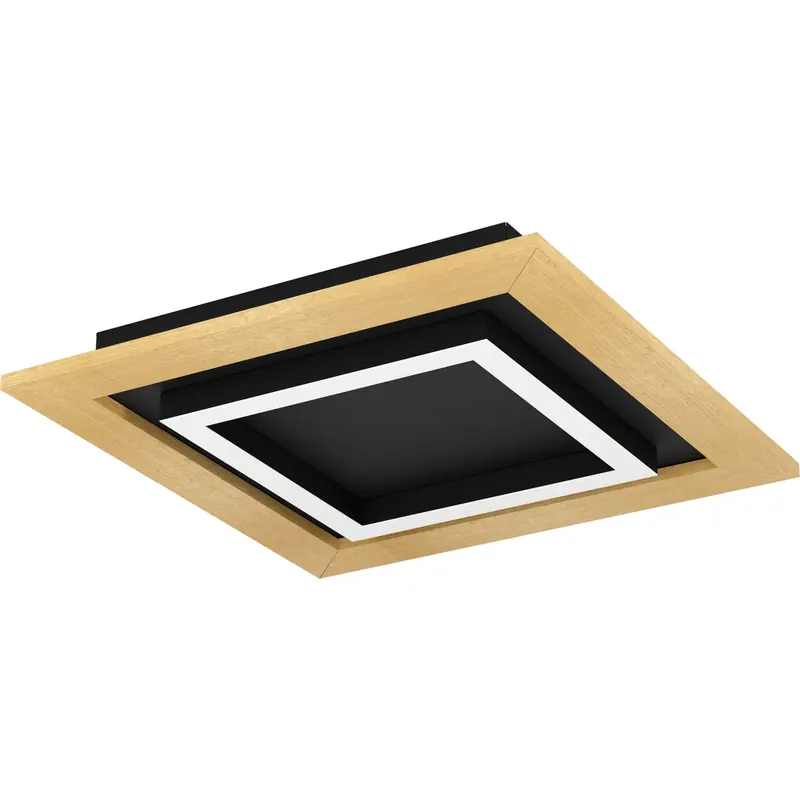 Alennus Plafondi EGLO Tirrenara led 4x5,4W 37x37cm musta/puu/valkoinen